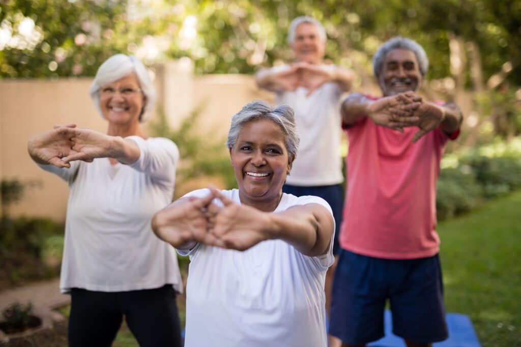 elderly people exercising